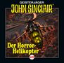 Text: "GEISTERJÄGER JOHN SINCLAIR", "Der Horror-Helikopter", "197". Illustration: Ein düsterer Helikopter fliegt über eine Stadt., CD