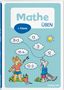 „Mathe üben, 1. Klasse“. Zwei Tiere malen Wolken mit Zahlen und Rechenaufgaben auf kariertem Hintergrund.