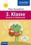 "Mein Ferienblock, 3. Klasse, Deutsch & Mathematik, Mit Stickern." Frosch mit Sonnenhut und Kokosnussdrink, Sonne oben., Buch