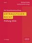Text: "Band 1, Michael Preißer, Gerhard Girlich (Hrsg.), Die Steuerberaterprüfung, ERTRAGSTEUERRECHT, Prüfung 2026, 25. Auflage." Ein Buchcover in Rot mit gelbem Textfeld und geometrischem Muster., Buch