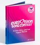 "Eurovision Song Contest. 70 Jahre Glitter, Spaß und magische Momente." Hintergrund: Wellenmuster in Pink und Blau.