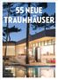 "55 NEUE TRAUMHÄUSER" in großen Buchstaben. Moderne Architektur mit Pool, umgeben von hohen Bäumen im Abendlicht., Buch