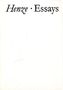 Hans Werner Henze: Essays, Noten