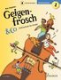 "Ros Stephen Geigenfrosch & Co Violinschule für Kinder." Kinder spielen auf einer großen Geige, mit Tieren, fröhlich., Noten