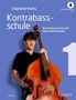 "Charlotte Mohrs Kontrabassschule: Kontrabass lernen mit Spaß und Fantasie." Darunter ein junger Mann mit einem Kontrabass., Noten