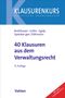 Text: "40 Klausuren aus dem Verwaltungsrecht. 13. Auflage." Blau-weiße Buchgestaltung mit rotem Streifen., Buch