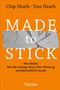 "MADE to STICK" steht groß über einem orangenen Hintergrund mit grauem Klebeband. Namen oben, Titel und Verlag unten., Buch