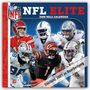 Text: "NFL ELITE 2026 WALL CALENDAR", "Titelbild 2027 in Bearbeitung". 

Cover zeigt Footballspieler diverser Teams.
