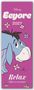 "Relax. Take a moment. Eeyore 2027." Illustration von Eeyore umgeben von Schmetterlingen und Blumen auf lila Hintergrund., Kalender