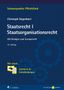 "Staatsrecht I Staatsorganisationsrecht", 42. Auflage, gelber Text auf blauem Hintergrund, Zahnrad-Grafik., Buch