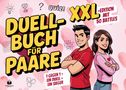 "Duell-Buch für Paare", "XXL-Edition mit 50 Battles", "1 gegen 1 - ein Duell - ein Sieger". Illustration: Paar im roten und rosa Shirt., Buch