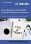 Oben: Rosa von Trautheim, 45 Themen. Unten: Tasse, Laptop, Notizbuch mit "Tips & Tricks", Brille, Stift, Pflanze., Buch