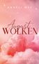 Texte: "ANNELI MEY", "August WOLKEN", "VECHTINGEN HEARTS". Rosa Wolken, Sterne, Bäume im Hintergrund., Buch