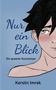 "Nur ein Blick", "Ein queerer Kurzroman", "Kerstin Imrek". Illustration eines Jungen mit schwarzem Haar auf blauem Hintergrund., Buch