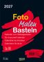 2027. Foto Malen Basteln. Kalender zum Selbstgestalten. Do-it-yourself calendar. Rotes Pinselstrich-Design.