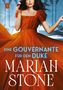 „Eine Gouvernante für den Duke“, Mariah Stone. Eine Frau in rotem Kleid hält ein kleines Dessert., Buch