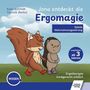 "Jona entdeckt die Ergomagie", "Empfohlen ab 3 Jahren". Illustration: Ein Eichhörnchen und ein Igel in einer grünen Landschaft., Buch