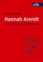 Text: "Sophie Loidolt, Hannah Arendt, Eine philosophische Einführung, utb." Roter Hintergrund, skizzierte Porträtzeichnung., Buch