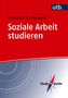 "Franziska Proskawetz Soziale Arbeit studieren" in Weiß auf Rot. Unten Kompassdesign, Text "Study Guide" daneben., Buch