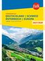 Oben gelb: "STRASSENATLAS DEUTSCHLAND | SCHWEIZ ÖSTERREICH | EUROPA". Unten: "IMMER AUF KURS". Bild: Alpenpanorama., Buch