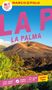 „La Palma“ in großen, pinken Buchstaben. Titel „MARCO POLO“. Ein Vulkan mit grünem Vordergrund, blauer Himmel.