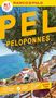 Text: "PEL Peloponnes," "Nr. 1 Meistgekaufte Reiseführer-Marke," "URLAUBS PLANER," "ERLEBNIS GARANTIE," "TOUREN APP," "Reisen mit Insider Tipps". Ein Olivenbaum vor blauem Meer und roten Dächern., Buch