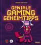 Titel: "Geniale Gaming Geheimtipps" von Gregor Kartsios. Illustration: Person hält "Top Secret"-Buch, daneben Schatztruhe., Buch