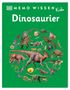 "Memo Wissen Kids: Dinosaurier" steht auf einem grünen Hintergrund. Verschiedene Dinosaurierarten sind abgebildet.