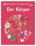 "MEMO WISSEN Kids: Der Körper" steht auf einem roten Hintergrund. Verschiedene Körperteile und Organillustrationen sind abgebildet., Buch