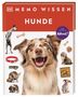 „MEMO WISSEN HUNDE“, Quiz mit Kahoot!, verschiedene Hunde und Zubehör, z.B. Spielzeug und Halsband. Fröhlicher Hund im Fokus., Buch