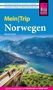 Reiseführer "Mein Trip Norwegen" von Martin Schmidt. Zeigt Fjordlandschaft mit Touristen auf Plattform., Buch