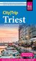 Text: "City|Trip Triest", "Mit Triestiner Karst, Miramare, Duino", "Besser zurechtfinden mit CITY-FALTPLAN und WEB-APP". 

Eine belebte Wasserpromenade bei Sonnenuntergang., Buch
