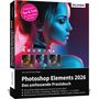 "Photoshop Elements 2026 Das umfassende Praxisbuch" steht auf dem Cover. Es zeigt ein blau-rot beleuchtetes Profilbild., Buch