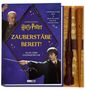 „Zauberstäbe bereit! Alles über Zaubersprüche.“ Zwei Figuren halten Zauberstäbe. Enthält Zauberstäbe mit Soundeffekten., Buch