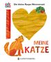 „I ❤️ MY CAT with The Very Hungry Caterpillar“. Illustration eines orangefarbenen Katzenbildes und einer Raupe., Buch