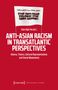 "Stop Anti-Asian Violence! Stop China Bashing!" auf Transparent, Titel des Buches in großen Buchstaben, rote Hintergrundfarbe., Buch