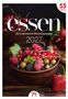 "essen. Der kulinarische Wochenkalender 2027. 53 Blatt." Eine Schale mit bunten Beeren auf Holztisch.