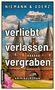 Text: "verliebt verlassen vergraben", "Niemann & Goerz", "Herma und Jan ermitteln", "Kriminalroman", "GMEINER". Hintergrund: Historisches Gebäude mit Türmen., Buch