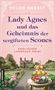 „Lady Agnes und das Geheimnis der vergifteten Scones“. Ein englisches Landhaus, ein Tisch mit Scones im Garten., Buch