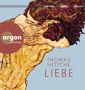 "1 MP3-CD, mp3, argon edition, Thomas Hettche, Liebe." Eine Illustration eines sich umarmenden Paares., MP3-CD
