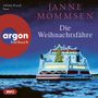 "Sabine Kaack liest", "Janne Mommsen", "Die Weihnachtsfähre", "argon hörbuch", "mp3". Eine beleuchtete Fähre mit Tannenbaum., MP3-CD