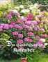 "Der Hundertjährige Kalender 2027" in weißer Schrift auf blühenden Hydrangea-Büschen in Rosa, Lila und Weiß.