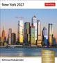 "New York 2027", "Mit 53 Postkarten", "Sehnsuchtskalender". Skyline von New York bei Sonnenuntergang., Kalender