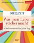 "Was mein Leben reicher macht 2027. Glücksmomente für jeden Tag." Logo mit bunten Strahlen im Hintergrund.