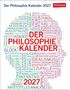 "Der Philosophie-Kalender 2027" und "Harenberg" in einer Wortwolke aus philosophischen Begriffen.