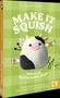 "MAKE IT SQUISH" von Stephanie Schmitz, nähen im Squishmallow-Style. Bild einer plüschigen Kuh auf grün kariertem Hintergrund., Buch