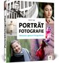 "Porträt Fotografie: Menschen gekonnt fotografieren" von Marion Hogl. Umschlag mit verschiedenen Porträtfotos., Buch