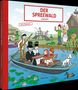 "Der Spreewald wimmelt". Ein Kahn auf einem Fluss mit Menschen in Tracht, ein Hund, eine Katze, Enten und Seerosen., Buch