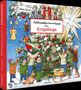 "Weihnachtswimmelspaß im Erzgebirge." Bunte Illustration: Kinder schmücken Baum mit Kugeln und Sternen, umgeben von Tieren., Buch