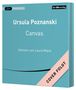 Buchcover: "Ursula Poznanski, Canvas", "Gelesen von Laura Maire". Ein blaue Hintergrund mit schwarzem "der Hörverlag"-Logo., 2 MP3-CDs